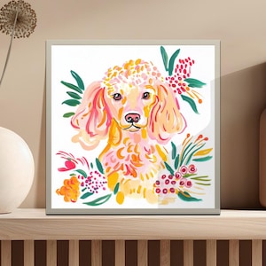 Colorful Dog Wall Art Print, Cute Puppy Illustration Decor, Bright Pet Lover Gift, Whimsical Animal Artwork, Playful Canine Poster