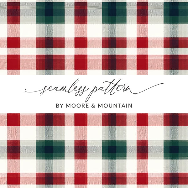 Seamless Plaid Pattern for Textile Design, Commercial Use Plaid, Christmas Plaid Seamless Pattern, Seamless Plaid Background Red and Green