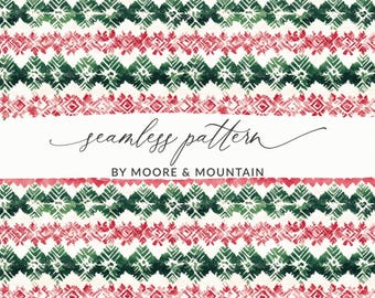 Patrón de suéter navideño de acuarela, papel digital festivo sin costuras (JPEG)