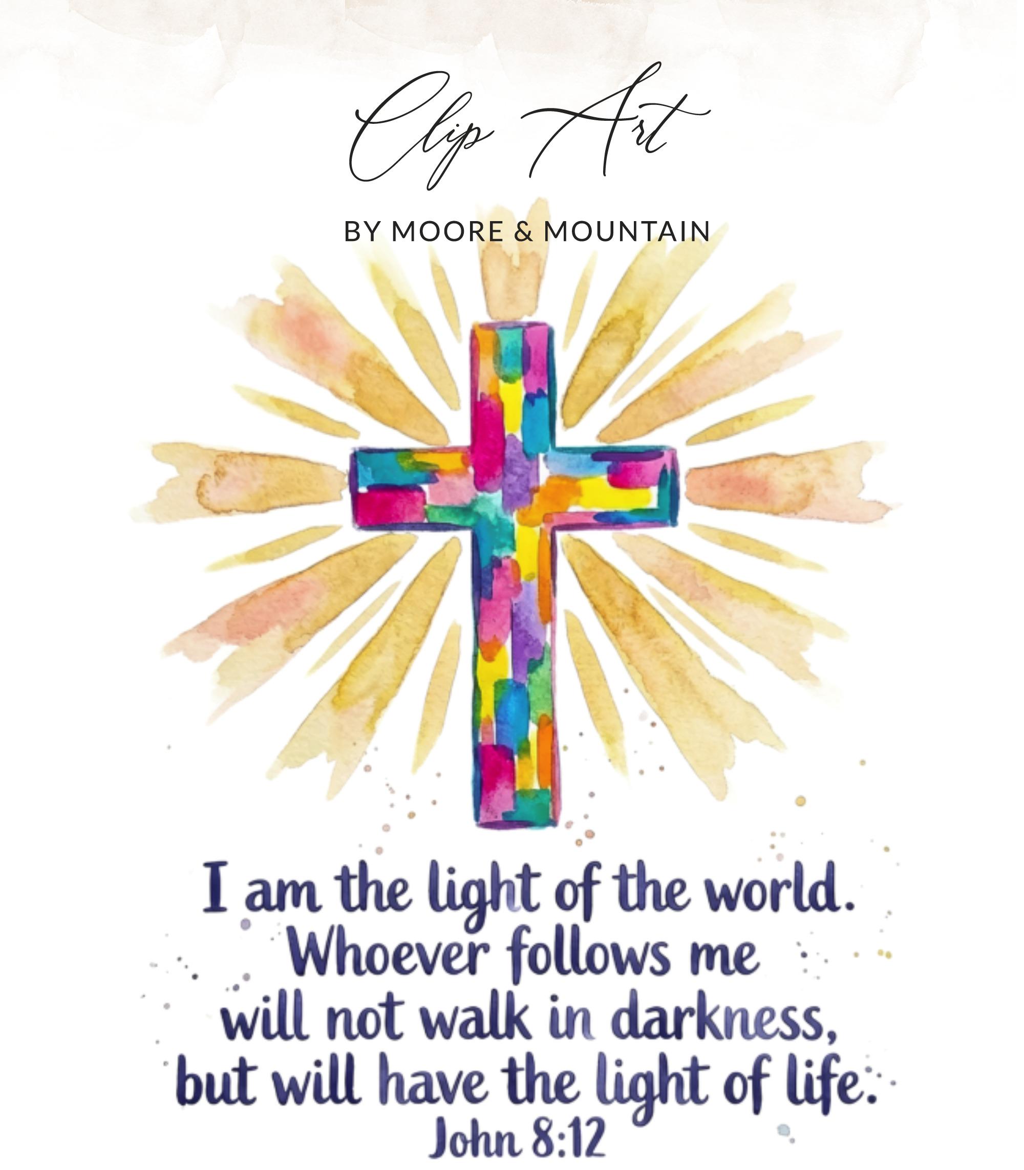John 8:12 Light of the World Watercolor Clip Art | Christian Bible ...