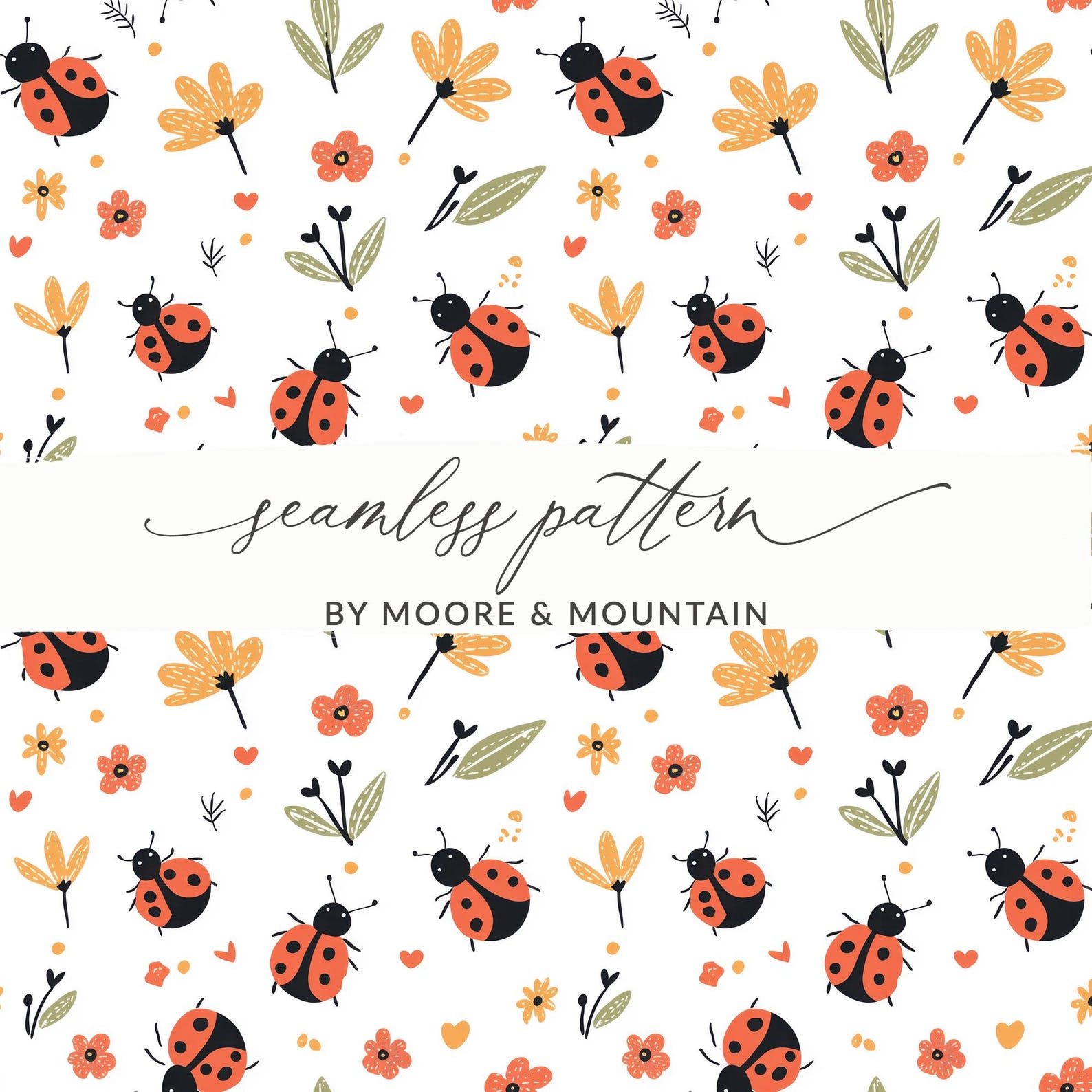 Cute Ladybug Background Pattern Seamless Ladybug PNG, Illustrated ...