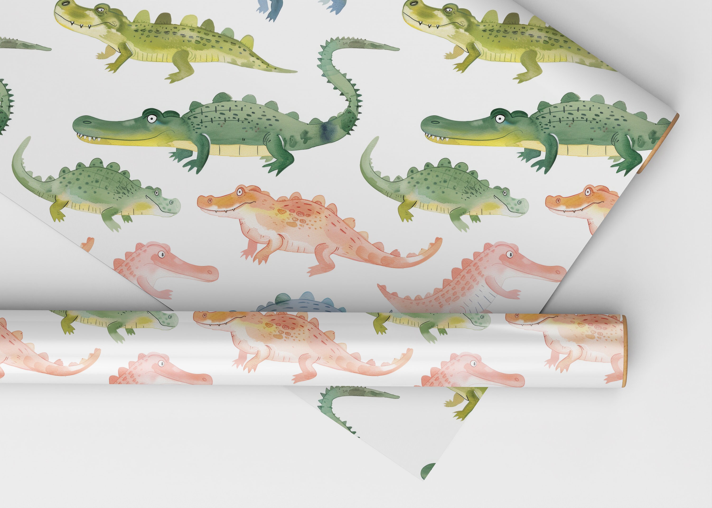 Cute Alligators Seamless Pattern, Watercolor Alligator Repeating ...