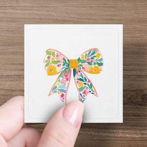 Floral Bow Sticker, Colorful Decorative Bow Decal, Cute Flower Bow, Adhesive Stationery, Scrapbooking, Planner Decoration