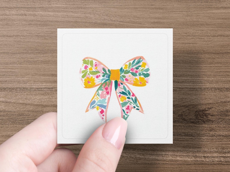 Floral Bow Sticker, Colorful Decorative Bow Decal, Cute Flower Bow, Adhesive Stationery, Scrapbooking, Planner Decoration