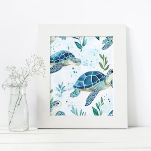Seamless Sea Turtle Pattern, Sea Turtle Background Pattern Watercolor ...