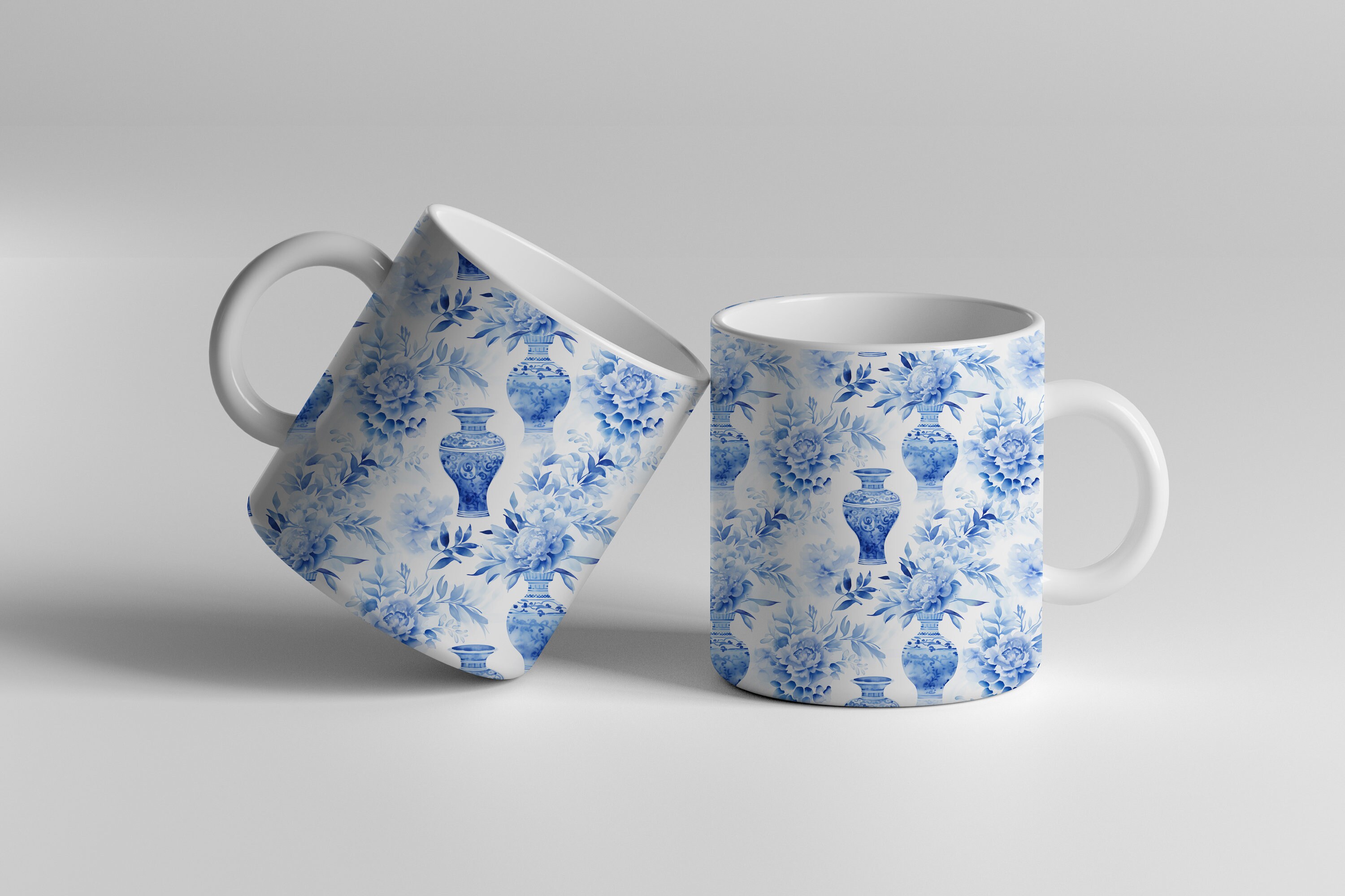 Traditional Chinoiserie Blue Pattern, Seamless Chinoiserie Vase Pattern ...