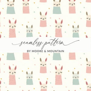 Pastel Llama Seamless Background Alpaca Repeating Background PNG