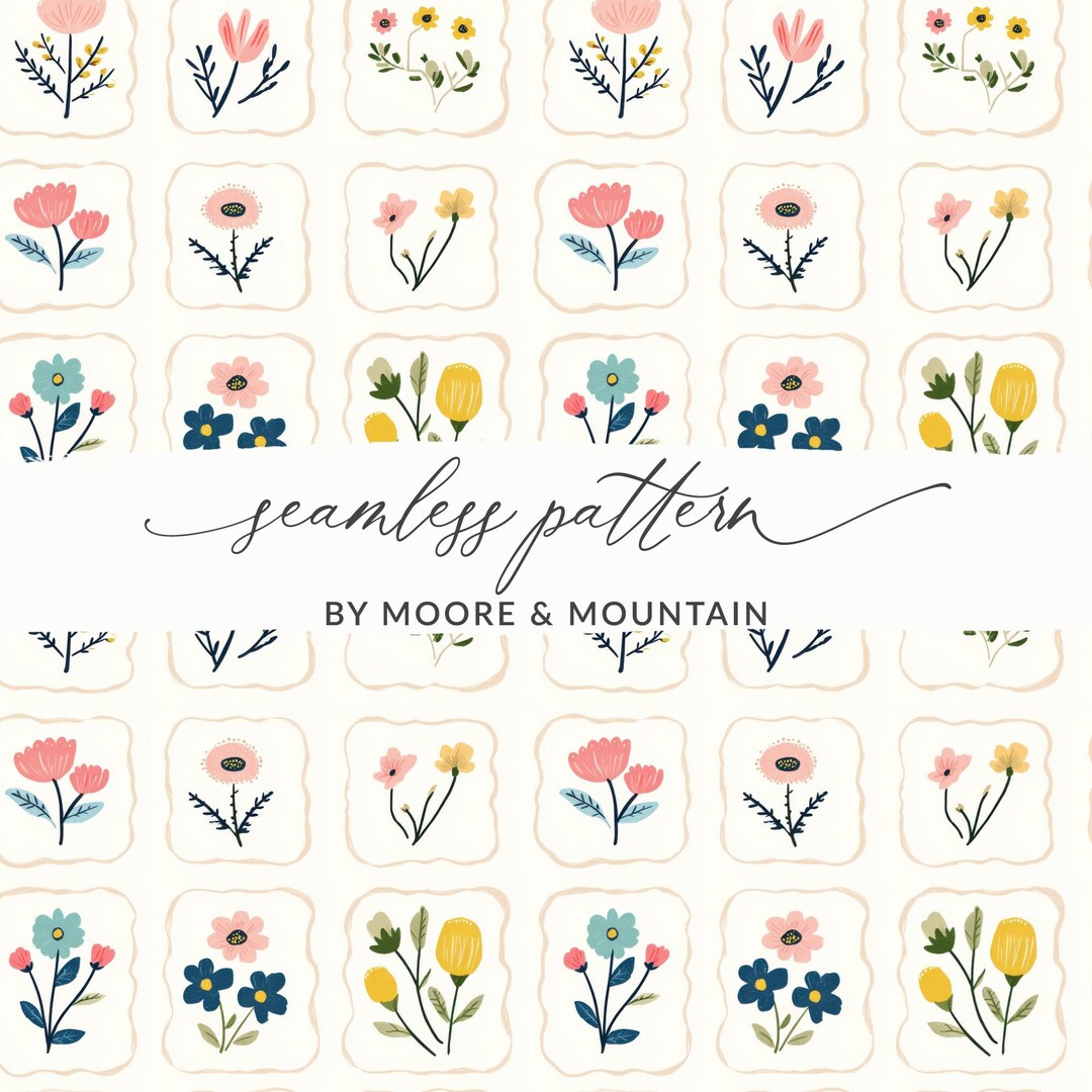 Watercolor Flower Pattern, Seamless Floral Digital Paper (JPEG Download ...