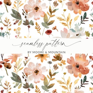 Padrão floral silenciado, padrão de flores sem costura silenciado fundo floral marrom sem costura, padrão de fundo floral dos anos 70 padrão floral boho