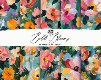 35 Naadloos Impasto Bloemmotief Naadloze olieverfschilderij Naadloze patronen Digitaal schilderen Naadloos stilleven Bloemen herhalende achtergronden