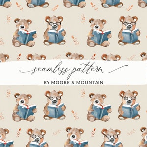 Ours en peluche sans couture avec motif de fond livre PNG motif de fond sans couture bébé ours Ours aquarelle Fond de baby shower