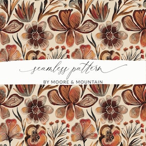 Padrão floral marrom boho padrão de fundo de flor neutra padrão de fundo floral em tons sépia PNG download digital fundo sem costura