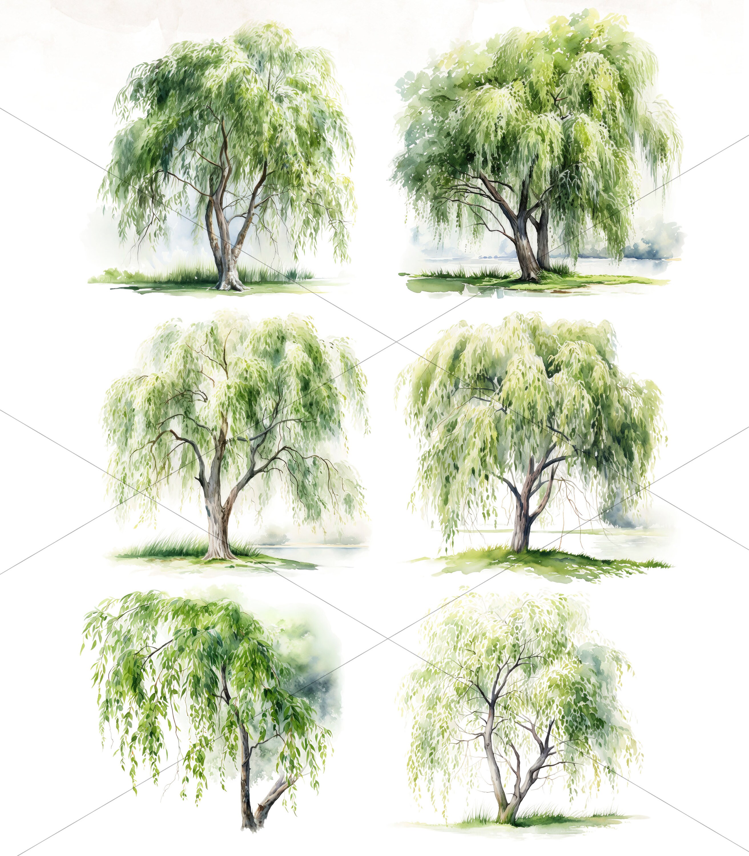 Watercolor Willow Tree Clipart, Weeping Willow PNG Willow Tree Clip Art ...