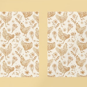 Seamless Chicken Background, Sketched Chickens Pattern, Chicken Digital ...