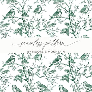 Vintage Bird Seamless Pattern Bird Toile Vintage Bird Chinoiserie Seamless Wallpaper Digital Paper