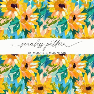 Acryl-Sonnenblume-nahtloses Muster malte Sonnenblumen-Fallmuster, adrette Sonnenblume-Tapete-Digitale Datei-kommerzielle Nutzung