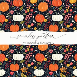 Fall Seamless Dark Pumpkins Background Pattern Preppy Pumpkins Cute Fall Background Pattern JPEG Digital Download