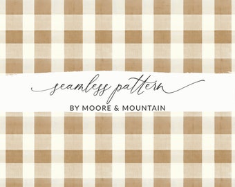 May include: A seamless pattern featuring a brown and white gingham design. The pattern is perfect for creating backgrounds, wrapping paper, or fabric.
