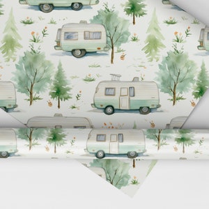 Seamless Camping Pattern With Camper Seamless Pattern, Vintage Camper ...