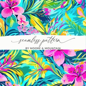 Mutiger hawaiianischer Blumendruck-Hintergrund, Fuchsien-Blumenhintergrund, tropisches Lilly-Muster, nahtloses rosa Lilly-Hintergrunddesign, Hibiskus