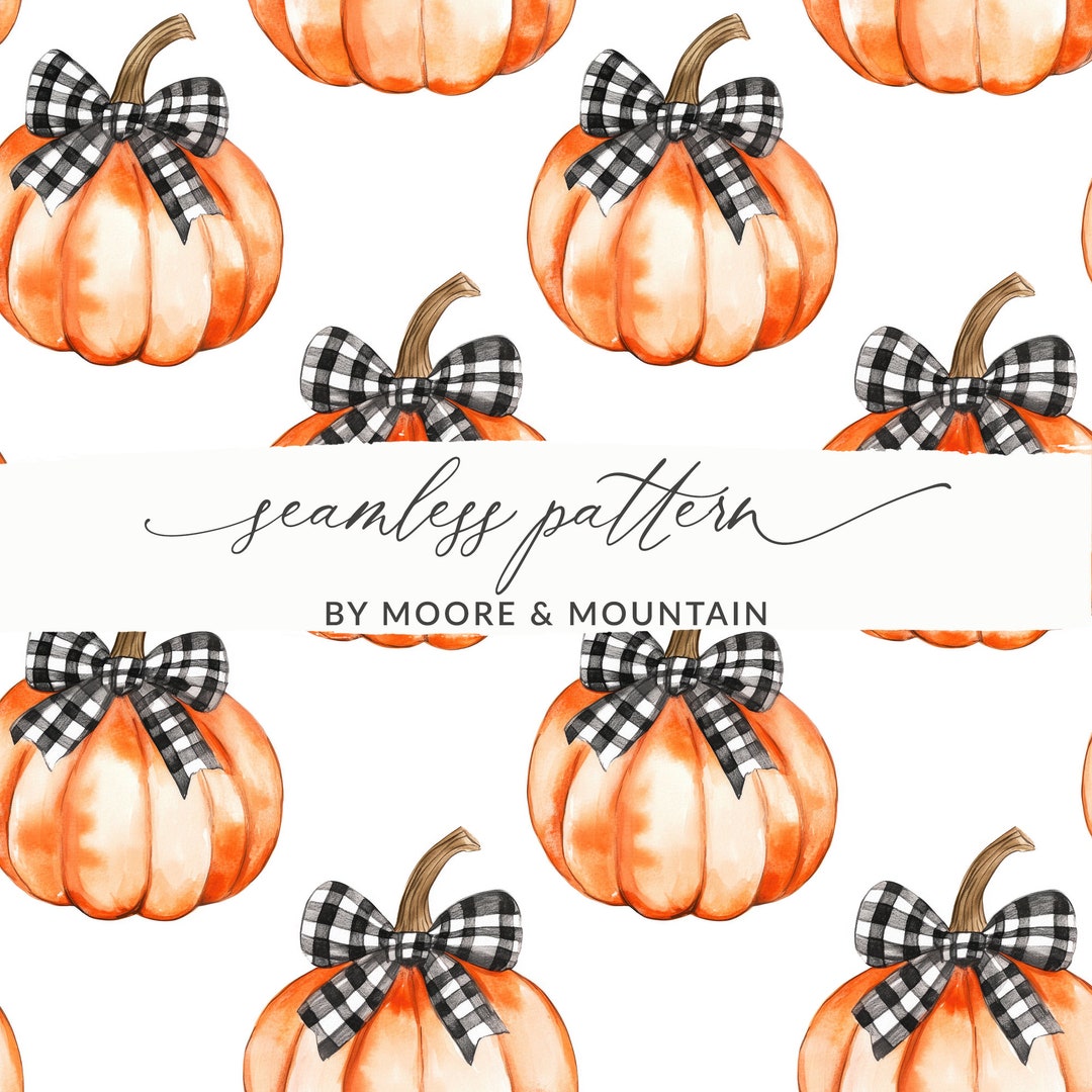 Coquette Pumpkin Seamless Pattern Pumpkin Cute Pattern Pumpkin With Bow ...