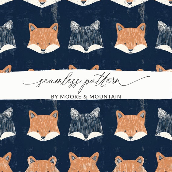 Fox Seamless Pattern Boys Textile Design Woodland Animals Pattern Winter Animals Seamless Pattern Forest Animals PNG