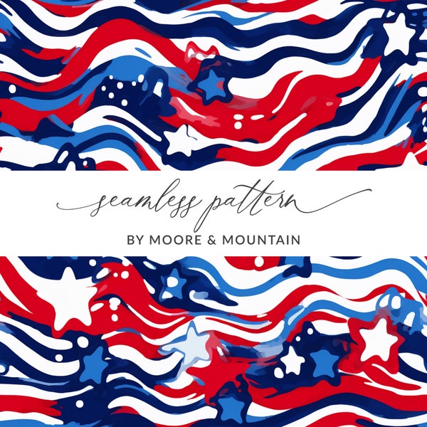 Seamless Patriotic Background, 4th of July Seamless Background, Red White and Blue Seamless Pattern, USA Seamless Stars and Stripes