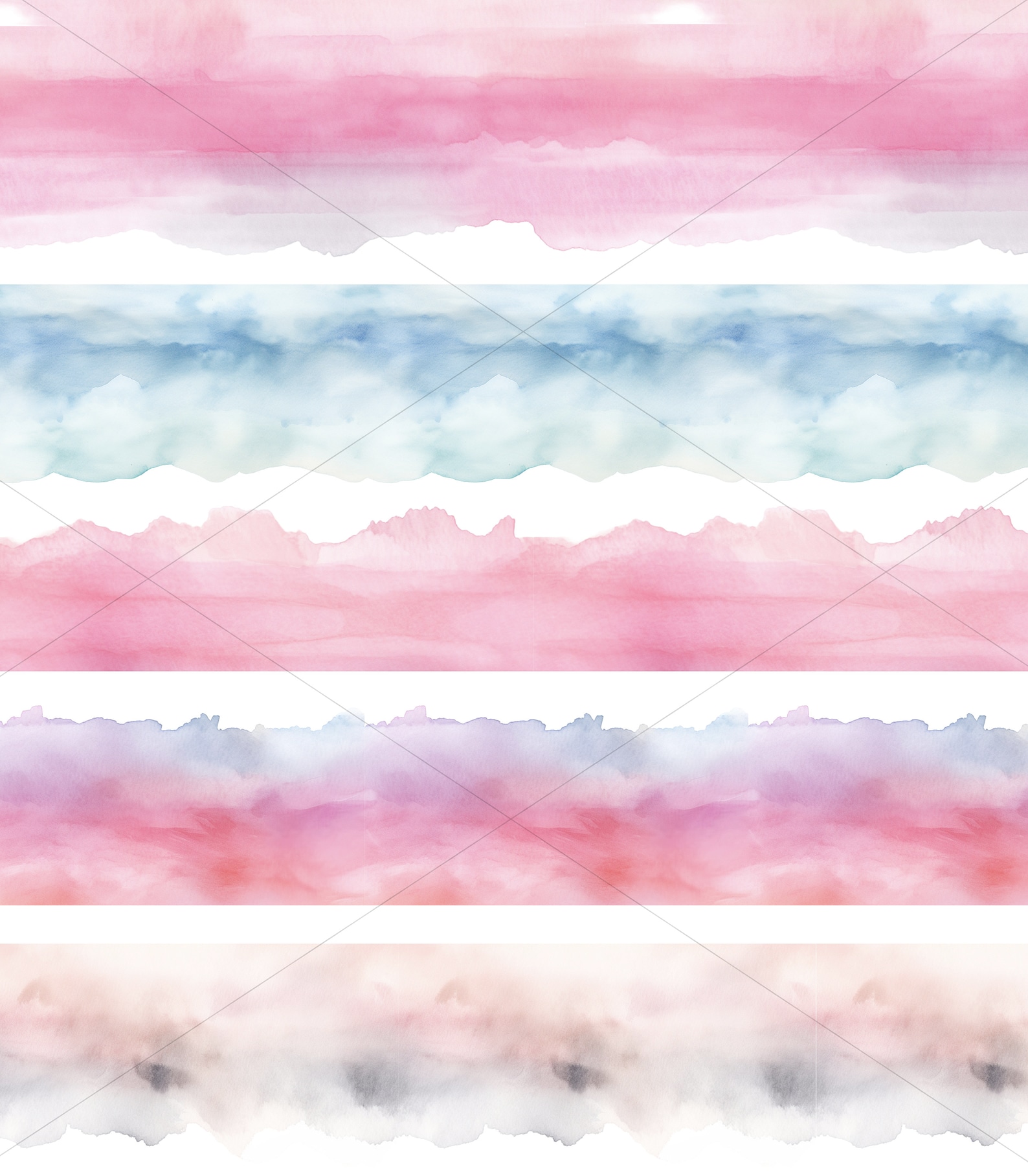 20 Seamless Borders Clipart, Seamless Watercolor Borders, Watercolor ...