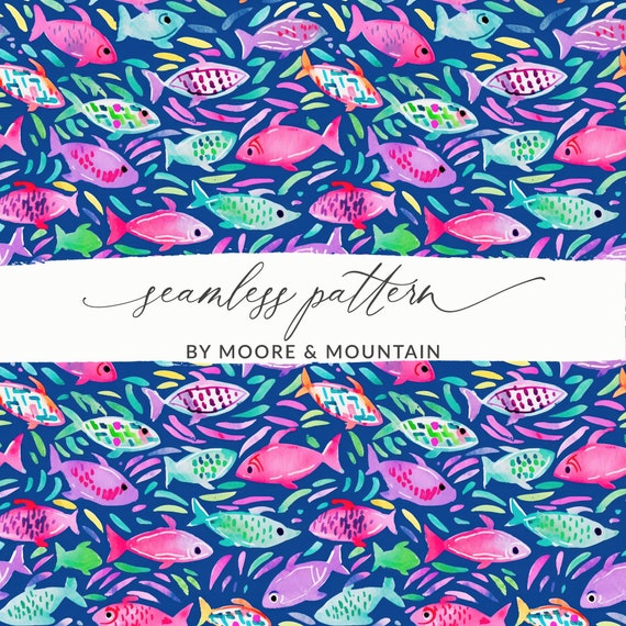 Preppy Fish Seamless Pattern, Seamless Preppy Fish  display picture 1
