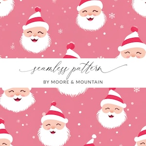 Retro Pink Santa Seamless Background, Seamless Vintage Santa Pattern ...