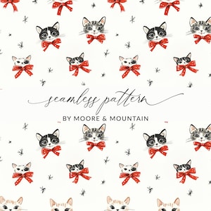 Nahtlose Datei Weihnachten Katze wiederholen Backgrond-Muster PNG Niedliche Winter Kätzchen