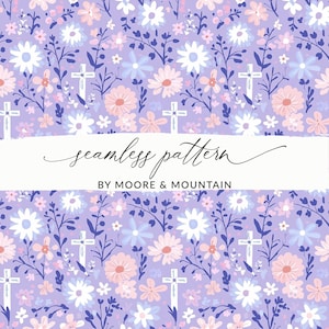 Seamless Christian Cross Background Purple Christian Background With Crosses, Cute Girly Christian Background Little Girls Christian Pattern