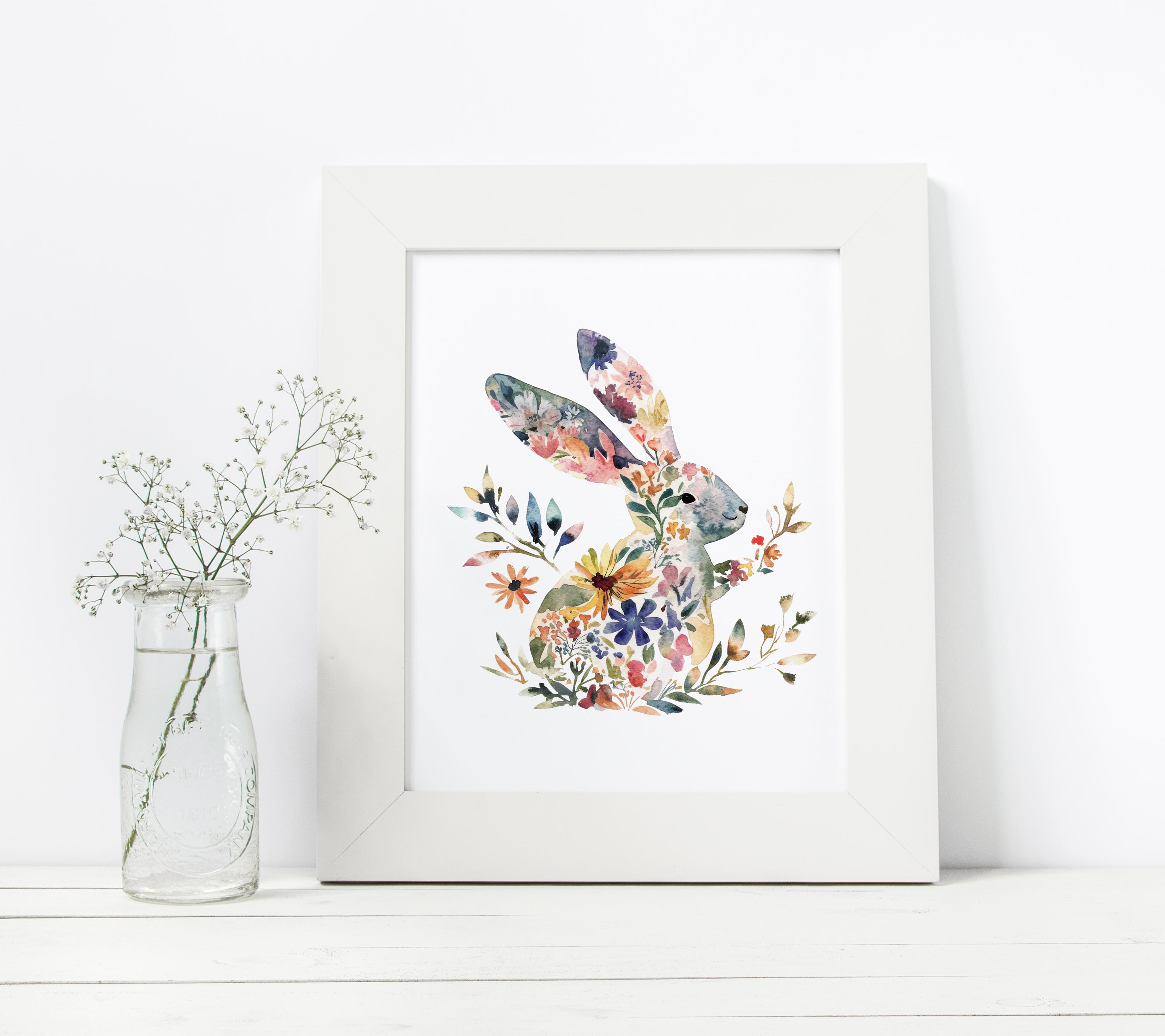 Watercolor Bunny Clipart Set, Painted Spring Bunny Clip Art PNG Images ...