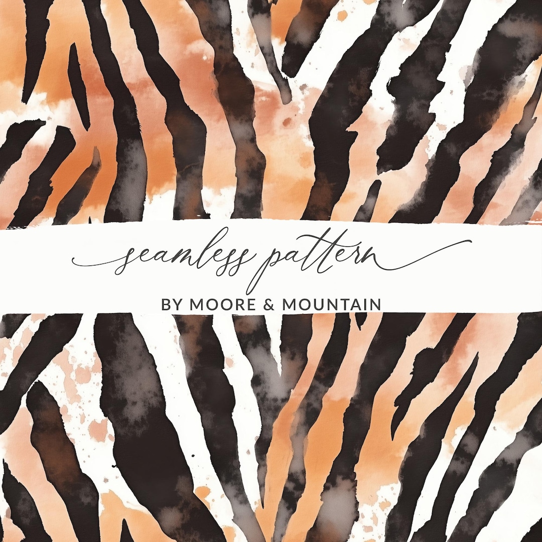Watercolor Animal Print Digital Paper, Zebra Stripes Seamless Pattern ...