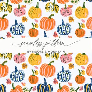 Quirky Pumpkins Seamless Pattern Preppy Pumpkins Background Pattern Seamless Painted Pumpkins Preppy Fall Pattern Trendy Fall