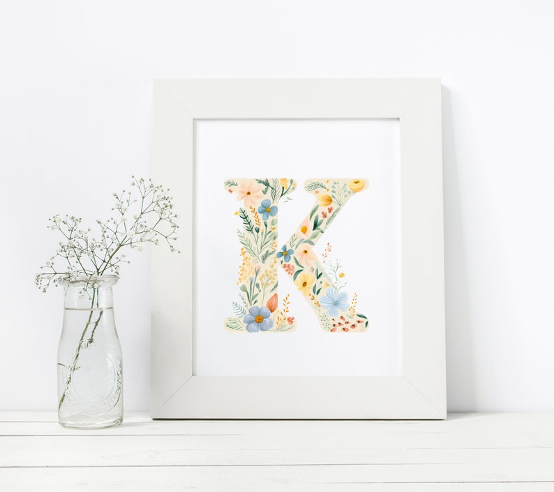 Floral Lettering Clipart PNG Images, Alphabet Lettering Clipart Images, Cute Ditsy Floral Alphabet, Modern Flowers Alphabet Lettering image 6