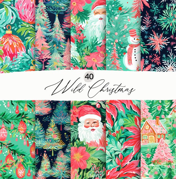 40 Preppy Christmas Seamless Patterns, Colorful Christmas Patterns