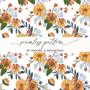 Brown Floral Pattern, 1970s Seamless Pattern, Groovy Floral Pattern, 70s Flowers Background Pattern, Hippy Floral Background Pattern