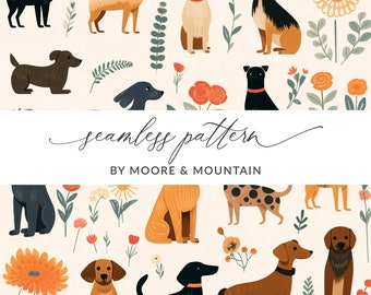 Niedliche Hunde Nahtlose Hunde Hintergrund-Muster Niedliche Hunde-Liebhaber Hintergrund Illustrierte Hund Digitales Papier Kommerzielle Nutzung Hunde Muster