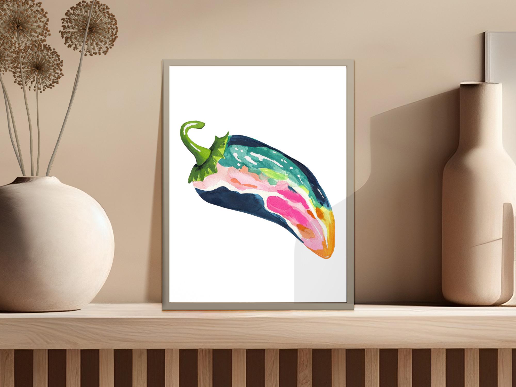 プレッピーな絵画風唐辛子のSVG PNG、ガッシュ風イラスト、鮮やかで