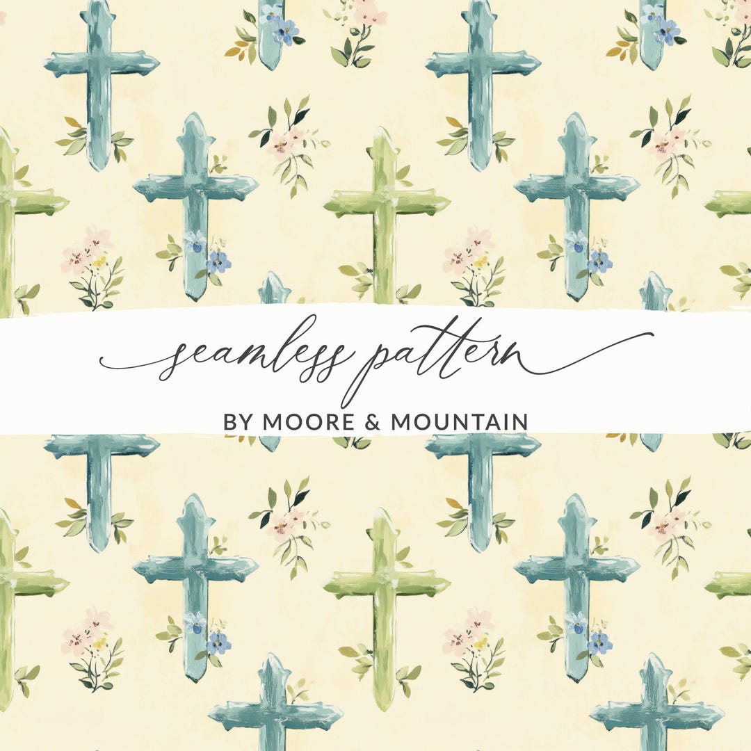 Christian Seamless Pattern, Cross Digital Paper, Floral Religious ...