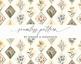 Vintage Floral Wallpaper Pattern Geometric Floral Background Patchwork Floral Pattern PNG Vintage Wallpaper Design