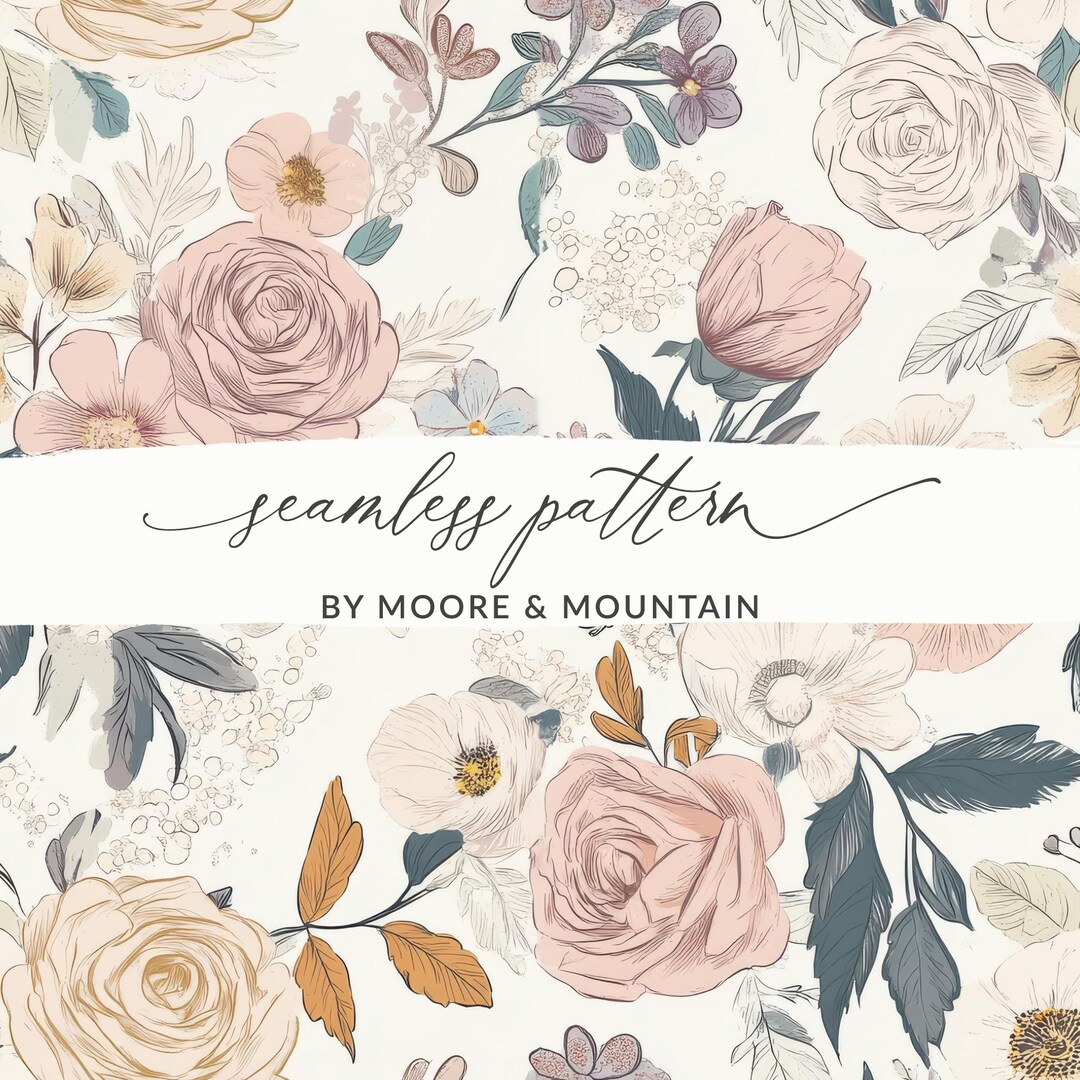 Elegant Blush Pink Floral Digital Paper, Seamless Watercolor Roses ...