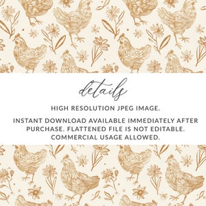 Seamless Chicken Background, Sketched Chickens Pattern, Chicken Digital ...