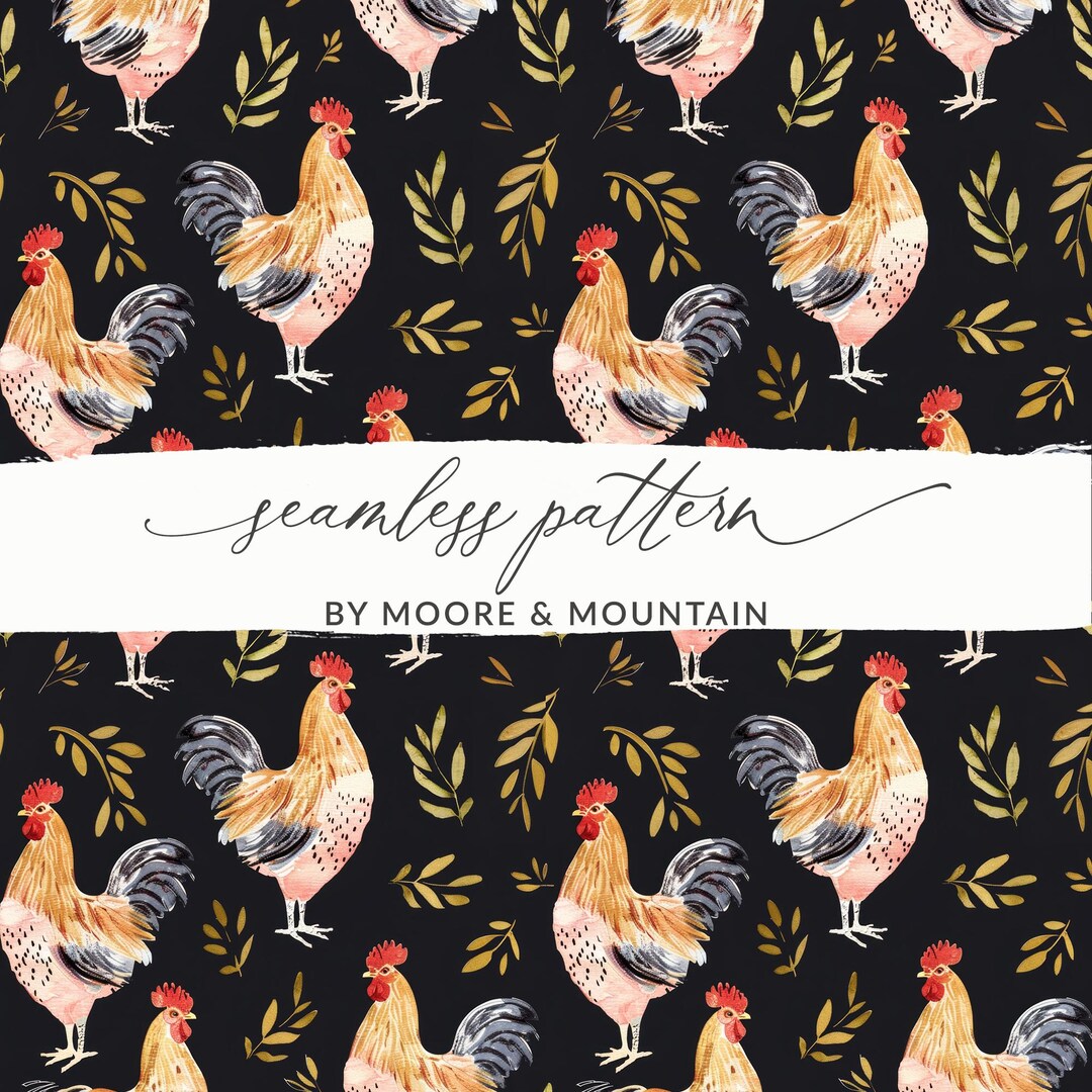 Seamless Rooster Background Pattern Cute Rooster Seamless Pattern ...