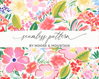 Padrão floral sem costura rosa e verde estampado em tecido floral, estampa floral pequena, papel de parede com flores femininas rosa, papel digital