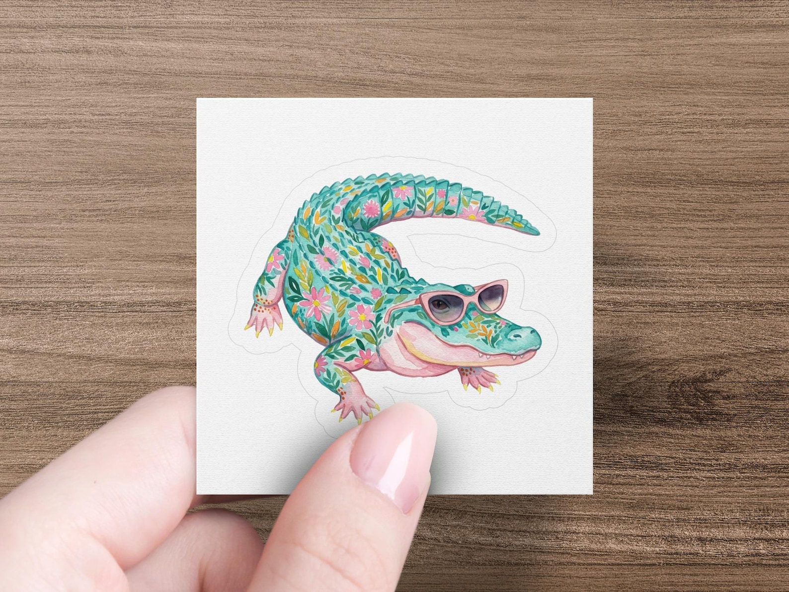 Floral Alligator Digital Download, Whimsical Watercolor Gator With ...