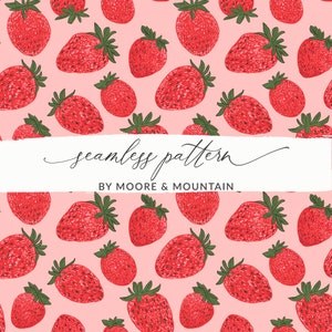 Image PNG transparente aux fraises, motif transparent de fraises roses, papier numérique fraises roses et rouges, fond Boho fraise
