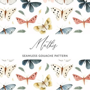Gemalt Mottenmuster, nahtloses Mottenmuster, Motten gemalter Hintergrund, nahtlos, INSTANT DOWNLOAD