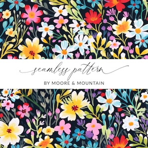 Patrón floral sin costuras de colores Fondo sin costuras con flores multicolores, patrón repetido, patrón floral oscuro, patrón floral arcoíris